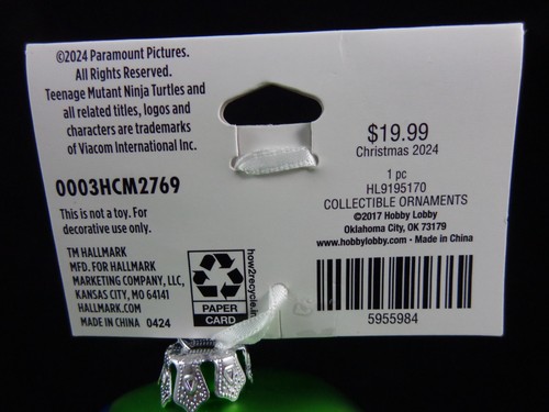 Hallmark Blown Glass Mutant Ninja Turtle Leonardo Christmas Ornament 2024 - Picture 8 of 8