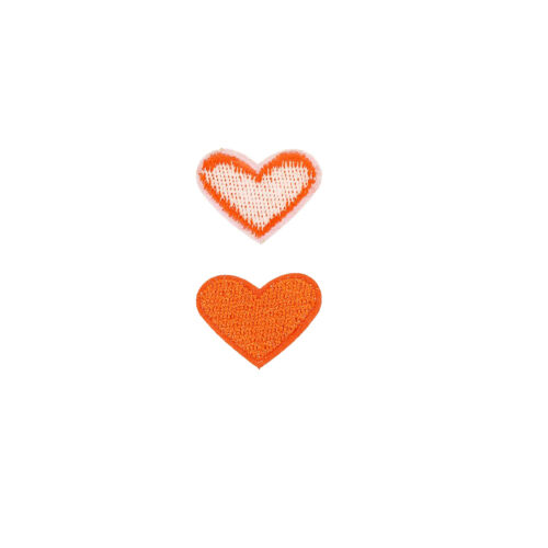Heart Shaped Iron on Patches Embroidered Sew Patch Appliques Garment Orange DIY