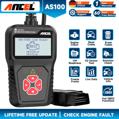 ANCEL AS100 Profi KFZ Diagnosegerät OBD2 Scanner Auto Fehler Auslesegerät NEU