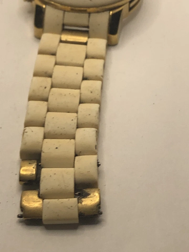 Michael Kors Watch Parts Case 38mm Band 20mm White/Gold Links W/Crystal GY311 - Image 4 of 4