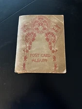 vintage postcard album + 39 cards various subjects holidays BX 800