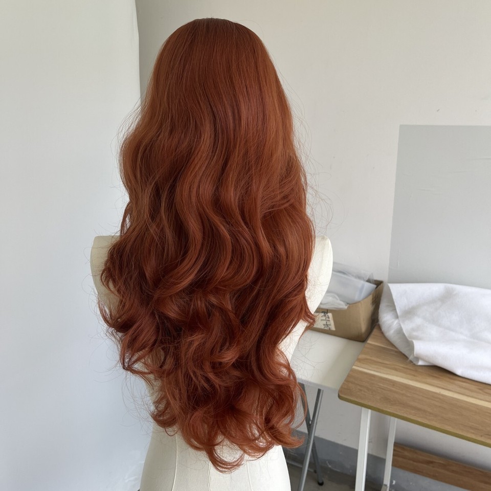 Long Wavy Halloween Soft Copper Red Heat Resistant Synthetic Hair Dress