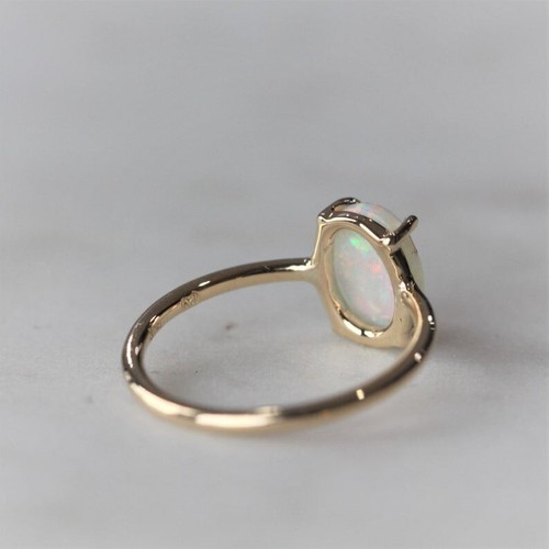 Anillo de piedras preciosas de ópalo blanco genuino de 3,75 quilates enchapado en oro rosa 14 K para ella/mujer - Imagen 3 de 3