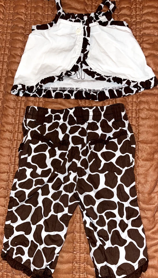Gymboree Baby Girls Safari Fashion Swing Top Giraffe Print Pants 6-12 18-24 mos - Image 2 of 4
