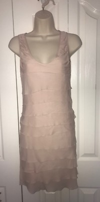 NWOT $250 LISA MAREE FREE PEOPLE BABY PINK SILK RUFFLE HEART CUT OUT DRESS S