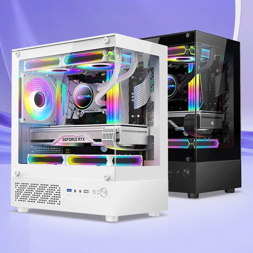 270 Degree Transparent PC Tower Computer Case For M-ATX/ITX Motherboard*Q - Afbeelding 9 van 14