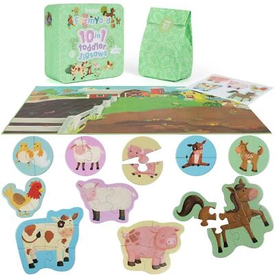 Rompecabezas Para Niños 10 En 1 Granja Educativa De Animales Boppi - Imagen 1 de 4