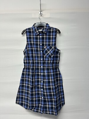 Women's Jack Wills Navy Button Up Checkered Dress Size 10