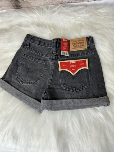 LEVI'S NWT Girls Girlfriend Jean Shorts Washed Black Size 8, 10 Adjustable Waist - Picture 12 of 13