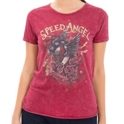 Queen Kerosin T-Shirt - Speed Angel Biker Rockabilly Vintage Weinrot