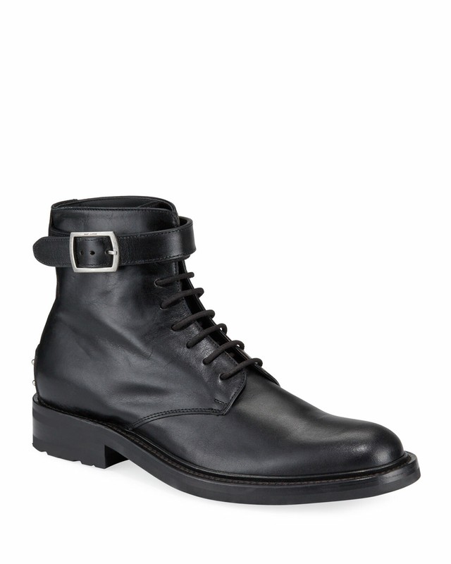 100% AUTHENTIC NEW MEN YVES SAINT LAURENT STUDDED HEEL MOTORCYCLE BOOTS US 11