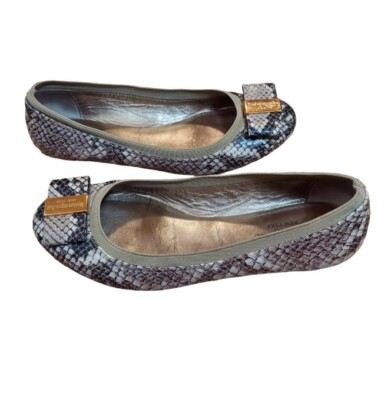 Kate Spade Tock Leather Snakeskin Bow Ballet Flats Size 6M