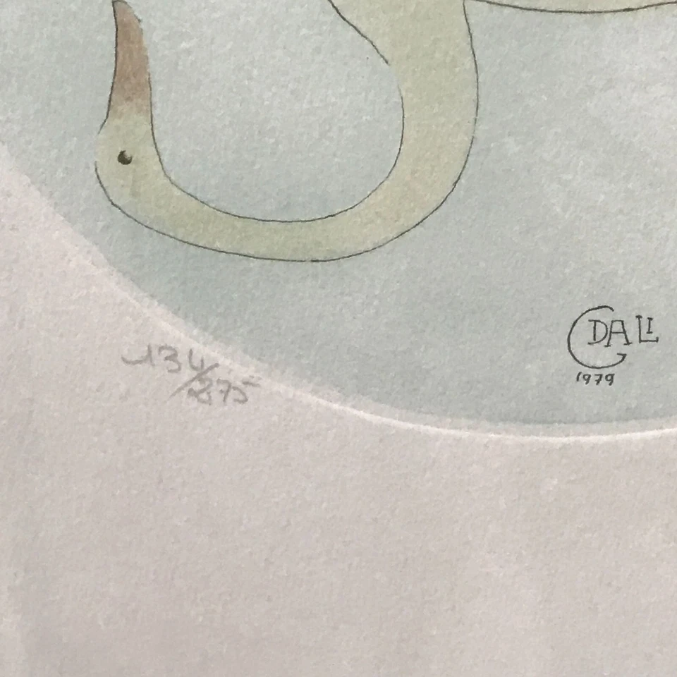 SALVADOR DALI Vintage Años 70 ZODIACO ABSTRACTO VIRGO CISNES SURREALISTAS MODERNO FIRMADO Foto 3 de 4