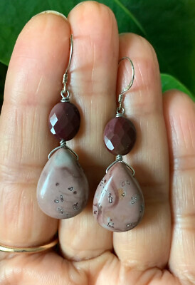 EARTHY~ Brown Apache Jasper & Dark Brown Australian Jasper 925 Silver Earrings