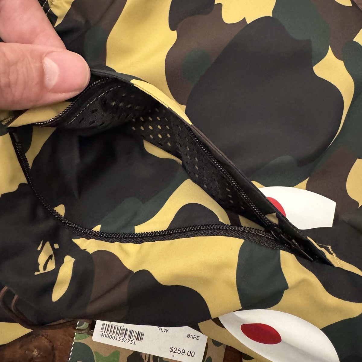 Bape 1st Camo Side Shark Beach Shorts Yellow Size XL Bape 1st Camo Side Shark Beach Shorts Yellow Size XL
