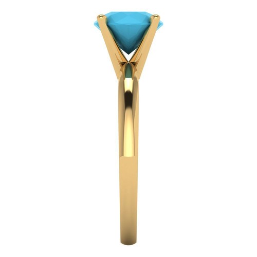 1.50 ct Round Cut Turquoise Stone Wedding Bridal Promise Ring 14k Yellow Gold - Bild 3 von 11