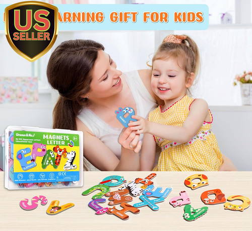Magnetic Letters and Numbers, Fridge Alphabet Magnets for Toddlers 1-3, 52 PC...