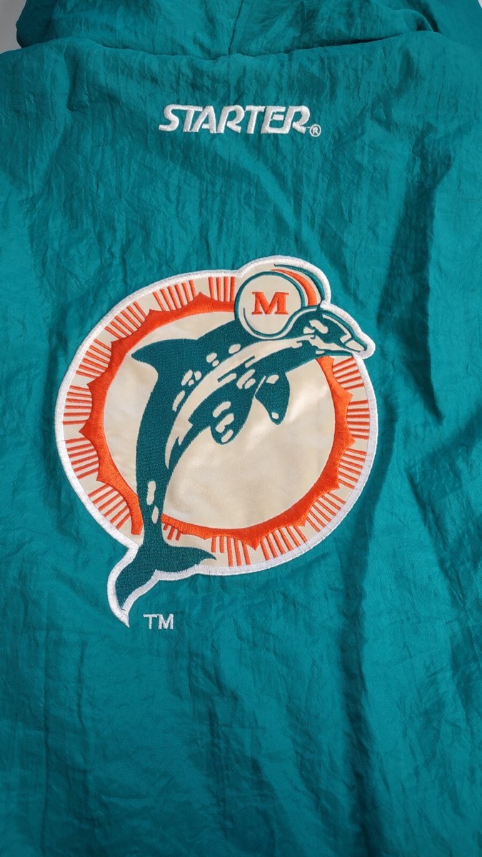 VINTAGE STARTER MIAMI DOLPHINS 1/2 ZIPP WITH HOOD PULLOVER