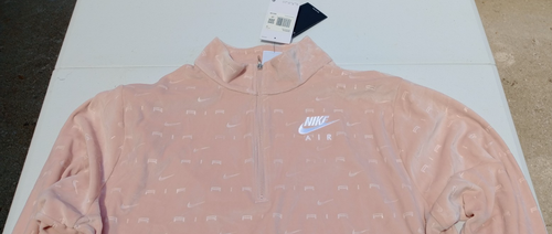 Nike Air Women's Size 2X Velour 1/4 Zip Long Sleeve Crop Top Peach Pink NWT - Picture 3 of 13