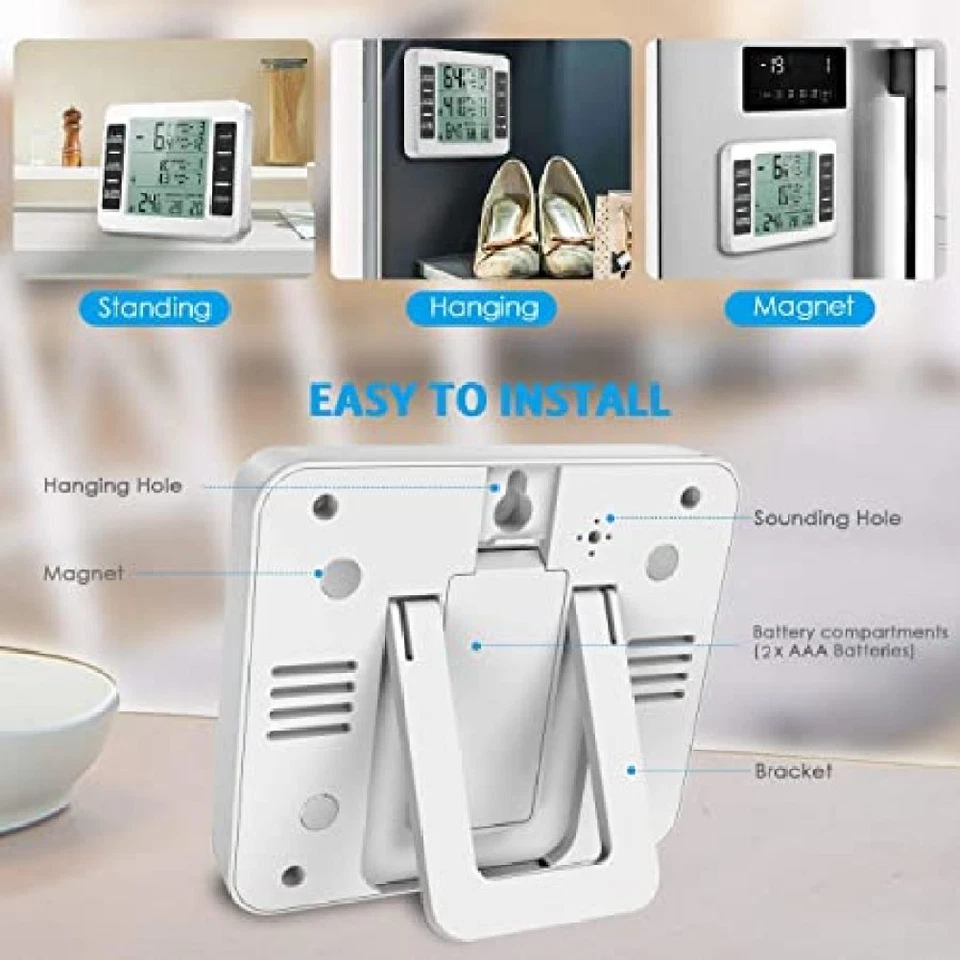 Funk Wetterstation Uhr Thermometer Hygrometer mit 2 Außensensor Digital Wecker - Bild 4 von 4