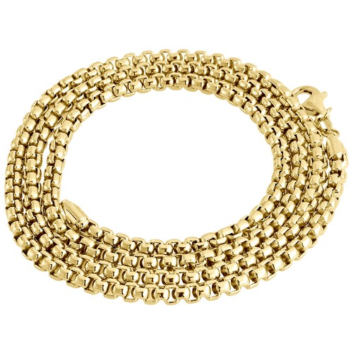 Solid 18K Yellow Gold Hollow Round Box 