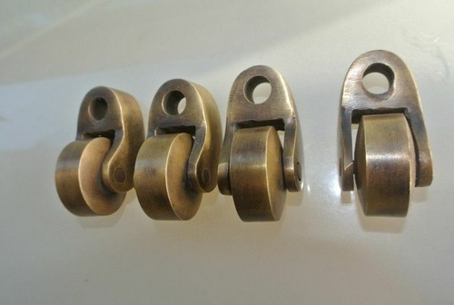 4 solid Brass foot castors wheel for chairs tables BED old style small screw B - Bild 12 von 18