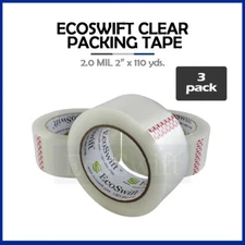 3 ROLLS EcoSwift Carton Box Sealing Packaging Packing Tape 2.0mil 2" x 330 feet