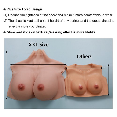 XXL Oversized Silicone Breast Forms B-Z Cup Fake Boobs Crossdresser Breastplate - Picture 5 of 17