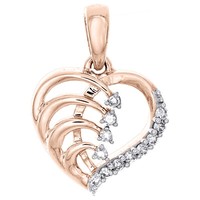 10K Rose Gold Rund Diamant Ausgeschnitten Reise Herz AnhäNger Love 0.08 Karat