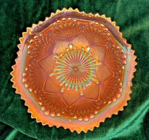 Antique Imperial "Carnival" Glass Bowl Marigold Shell & Sand, Beautiful 1910's🧡 - Picture 4 of 13