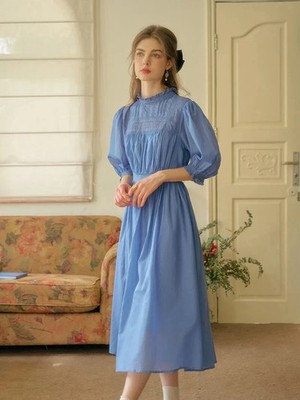 Kathy Lace Panel Blue Dress Size Small