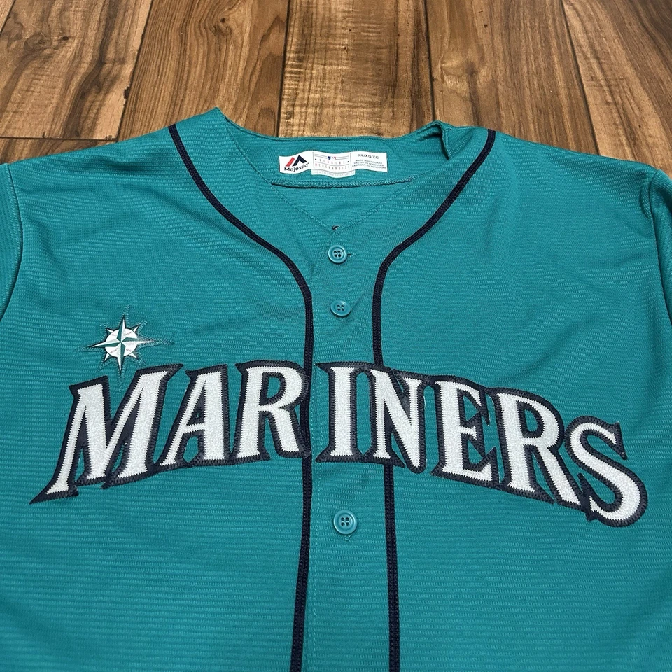 Seattle Mariners Cano Authentic Majestic Cool Base Teal Jersey Sewn Mens XL - Image 2 of 4