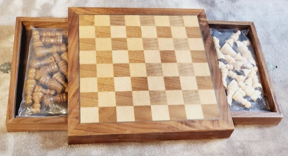 Inlaid Walnut-Style Magnetized Wood Chess Set with Staunton Wood Chessmen, Brown - Image 2 of 2