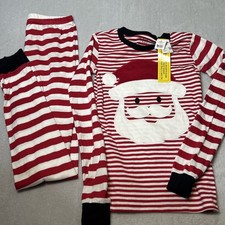 NWT PJ Place Pajama Set Unisex Youth 14 Red White White Stripe Santa Christmas