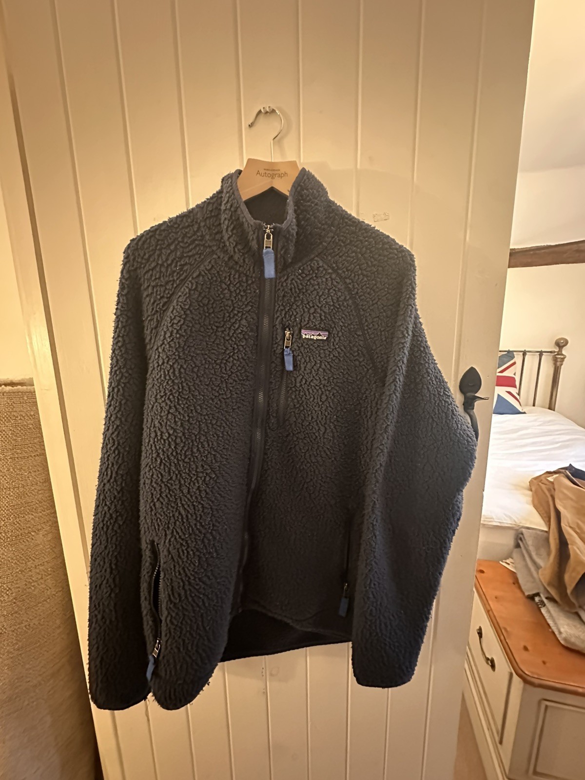 Patagonia Para Hombre - Chaqueta Retro Pile Fleece - Nueva Azul Marino con Azul Hundido XL / Grande