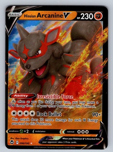 Hisuian Arcanine V 090/195 NM/M Holo Silver Tempest V Rare Pokemon T02444