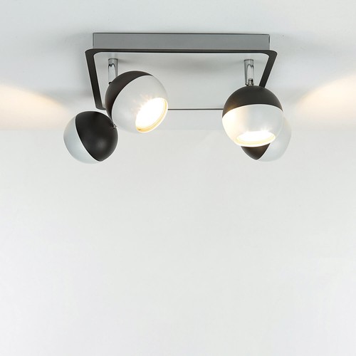 Deckenstrahler 4-flammig GU10 Schwarz Weiß Edelstahl B: 25 cm klein Lampe B-Ware - Bild 4 von 8