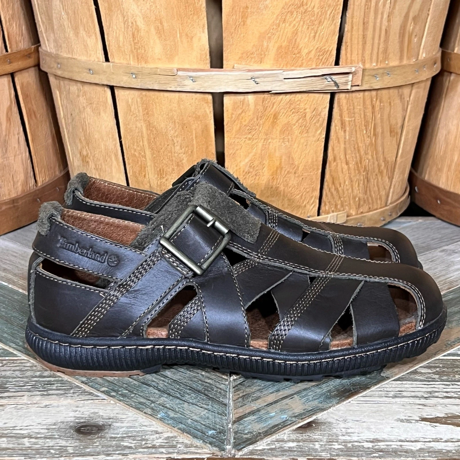 Sandali da pescatore Timberland Earthkeepers Hollbrook in pelle marrone Vibram da uomo 8