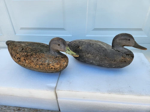 Two Vintage R Madison Mitchell  Havre de Grace Maryland Cork Black Duck? Decoy's