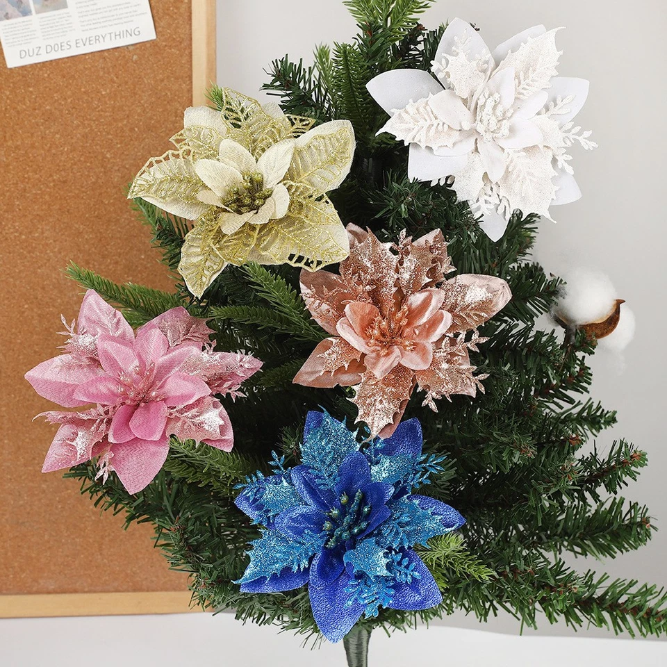 Рождественский большой блестящий искусственный цветок дерево вися вечеринки Xmas декор - Изображение 4 из 4