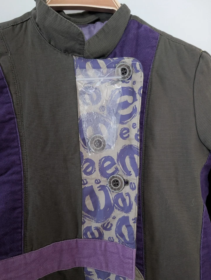 Chaqueta Desigual Patchwork Larga Gris Púrpura Niñas 11 12 Funky Maximalista Años 90 Foto 2 de 4