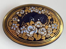 Vintage Michaela Frey Wille Enamel Brooch Pin Blue Gold