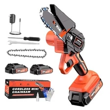 Cordless Mini Chainsaw 21V,4In Electric Chainsaw,Handheld & Portable 4in Orange