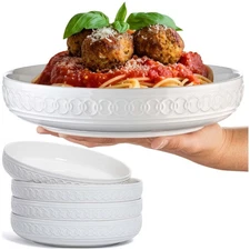 Pasta Bowls Set for 4 - Dinner Bowl Plates - Blates - Flat Dinnerware - Large...