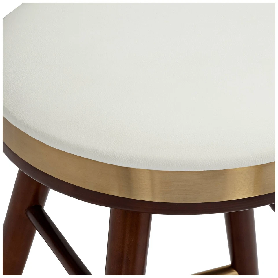 Parker Walnut Bar Stool 26" High Modern White Cushion for Kitchen Counter Island - Image 3 of 4