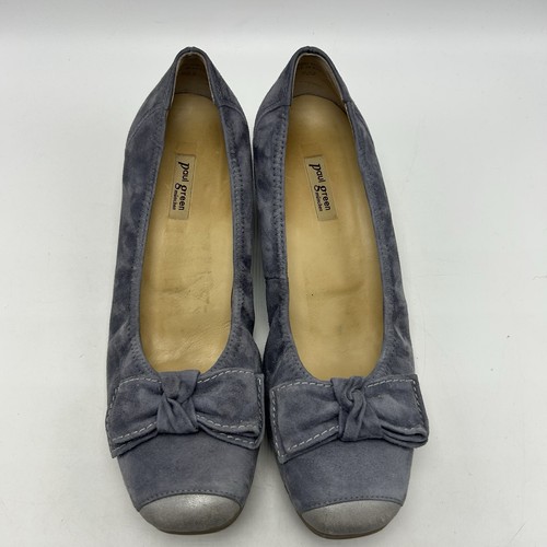 Paul Green Wedge Heel Womens 8.5 Gray Leather Office Pointed Toe Pumps UK 5.5 - Picture 2 of 11