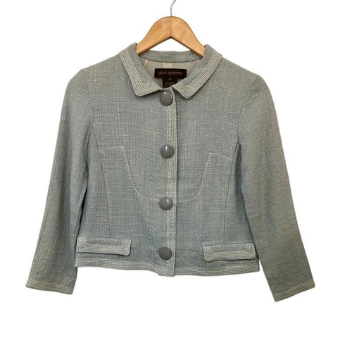 LOUIS VUITTON（LV） Giacca donna LOUIS VUITTON tweed blu taglia 38 usata D4 autentica dal Giappone