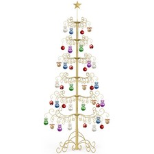 H ZT 6/7Ft Wrought Iron Christmas Tree Metal Ornament Display Stand HolderHanger