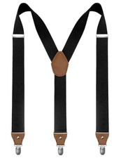 1.4 Wide Suspender with 3 Strong Clips Adjustable Braces for Men Black1