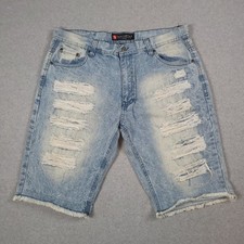 VTG Southpole Jean Shorts Men 38 Y2K Jorts Light Wash Distress Cut Off Hip Hop